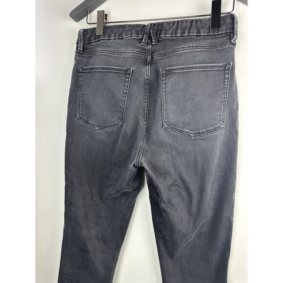 Good American Good Waist Ripped High Waist Crop Jeans Distressed Black Size 14 - Picture 10 of 12